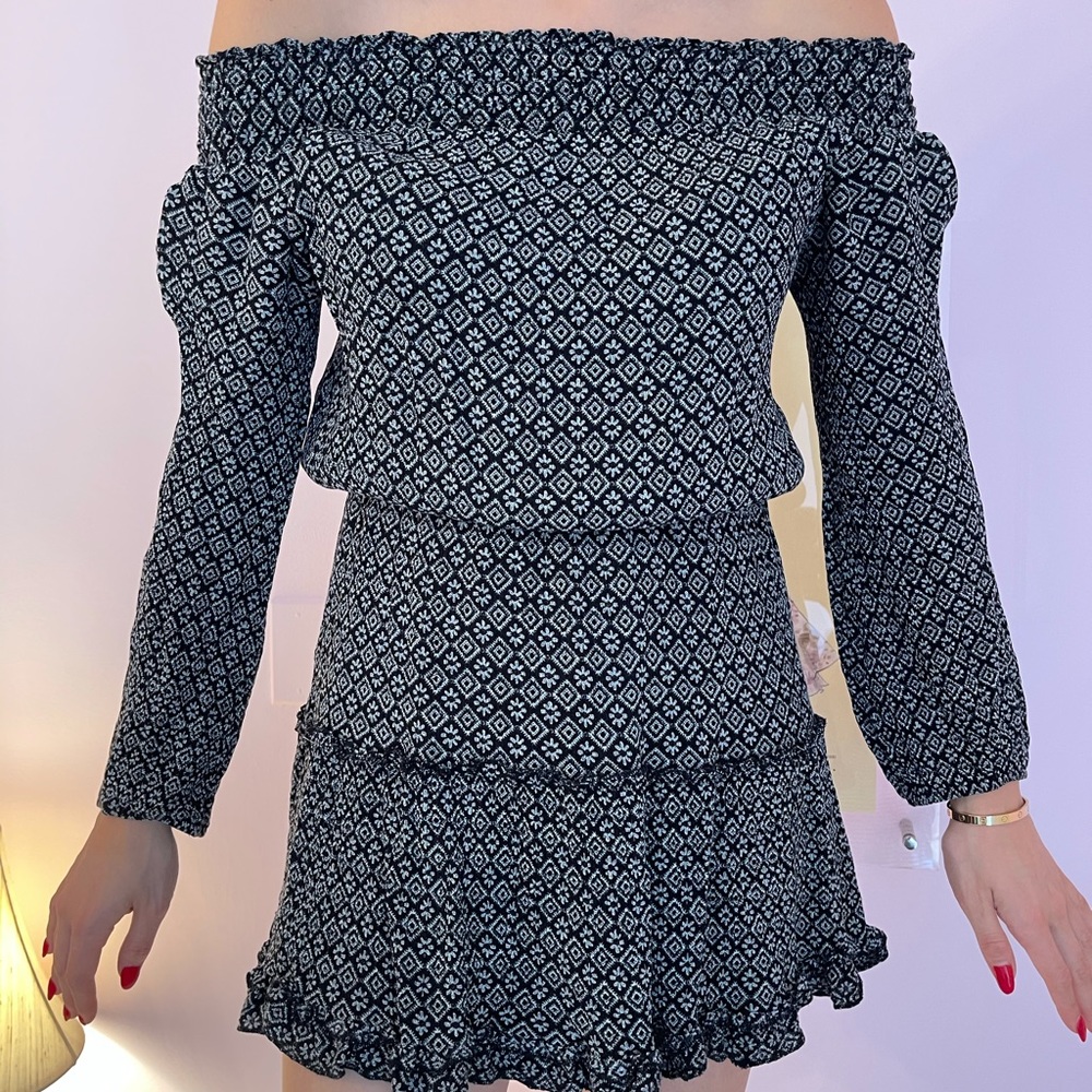 Off the shoulder black and white dress